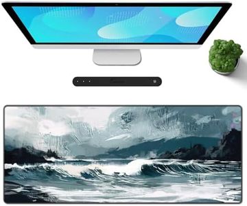 Galdas Gaming Mouse Pad XXL XL Large Long Extended Big Mousepad Non-Slip Rubber Keyboard Mouse Pad with Stitched Edges for Laptop Home Office (31.5x11.8x0.08 Inch) … (Ink Painting)