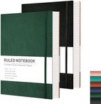 RETTACY Softcover Notebook Journals 2 Pack - B5 College Ruled Composition Notebook with 100gsm Thick Paper,408 Pages Total,Lay Flat Design,2 Bookmarks,Elastic Closure,Back Pocket 7.6 X 10 inches