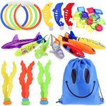 Faburo 34PCS Swimming Pool Toys, Diving Pool Toys with Diving Sticks, Underwater Dive Sticks Pool Toys Kit Perfect for Games and Training Gifts.