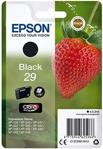 Epson 29 Fraise Noir, Cartouche d'encre d'origine, XP-235 XP-243 XP-245 XP-247 XP-255 XP-257 XP-332 XP-335 XP-342 XP-345 XP-352 XP-355 XP-432 XP-435 XP-442 XP-445 XP-452 XP-455