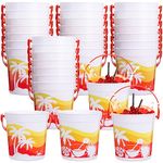 Lallisa 32oz Cocktail Rum Buckets for Drinks 4.69 x 3.78 x 4.8 Inches Plastic Bucket Drink Buckets for Parties with Handles (32 Pcs)