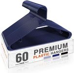 HOUSE DAY Blue Plastic Hangers 60 Pack, Clothes Hangers with Non Slip Hooks, Durable & Space Saving Coat Hanger, Light-Weight Clothing Hangers, Perfect Closet Organizer for Everyday Use
