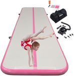 Air Track Tumbling Mat 6.6ft 10ft 13ft 16ft 20ft Gymnastics Mat Inflatable Tumble Track Mats Gymnastics Air Mat for Home Kids Cheer Tumbling Training/Yoga/ Water/Cheerleading/Dance/ Gym/Backyard Gymnastics Training Mat with Electric Air Pump Blow Up(2m, Pink)