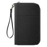 FINTIE Passport Holder Travel Wallet for Family, RFID Blocking Travel Document Organizer Clutch Bag for Passports, Business Cards, Credit Cards, Boarding Passes, Black