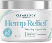 Clearbody Organics - USA Made Hemp Cream Maximum Strength - Soothe Discomfort in Your Back, Muscles, Joints, Neck, Shoulder, Knee, Nerves - Natural Peppermint and Soothing Arnica Extract