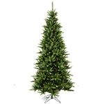 Vickerman 8.5' Unlit Camdon Fir Slim Artificial Christmas Tree - 1838 PVC Tips - Metal Hinged Branches - Folding Metal Stand Included- Easy Assembly and Storage