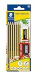 STAEDTLER 61 120 C6 Noris Graphite Pencils - Sketch Set (Pack of 6 Pencils in Assorted Grades, Eraser & FREE Sharpener)