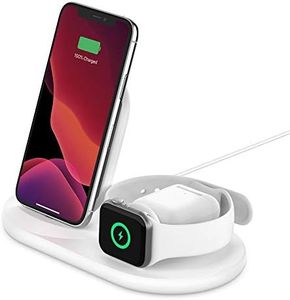 Belkin 3-in-1 Wireless Charger - Fast Wireless Charging Stand for Apple iPhone, Apple Watch & AirPods - Wireless Charging Station for Multiple Devices - White