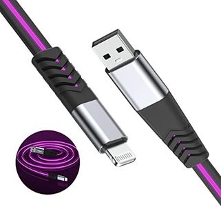 Light up iPhone Charger Cord, 6FT LED Lightning Cables | Apple MFi Certified | USB Fast Charging Cord for Apple iPhone 13 12 11 Pro Max XR XS X/8Plus/7Plus/6Plus/5s/iPad iPod Touch More (Purple)