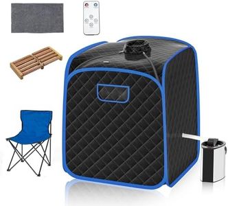 RELAX4LIFE Portable Sauna Tent, 3L Sauna Pot Bath Box with 9-Gear Adjustable Temperature & Timer, Chair, Mat, Herbal Box & Massage Foot Roller, Steam Cabin Home Sauna Spa for Relaxing Body (Black)