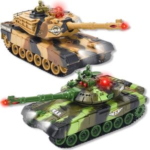 Haktoys HT502 R/C Fighting Battle Tanks with LED Life Indicators Realistic Sounds & Lights | Set of 2 Infrared Remote Control War Gaming Tanks | Safe & Durable | Great Present Toy for Kids & Adults