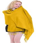 Amber Yellow Solid Colour Design Nepalese Tassels Shawl Scarf Wrap Stole Throw Head Wrap Pashmina Hand Made in Nepal CJ Apparel NEW