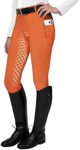 FitsT4 Sports Women's Full Seat Riding Tights Active Silicon Grip Horse Riding Tights Equestrian Breeches Orange Rust Size 2XL