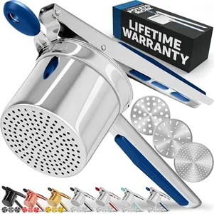 PriorityChef Large 15oz Potato Ricer With 3 Discs, Heavy Duty Stainless Steel Potato Ricer for Mashed Potatoes, Potato Masher, Press and Ricer Kitchen Tool, Blue