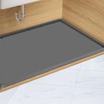 Under Sink Mat Kitchen Cabinet Tray, Flexible Waterproof Silicone Made, Disifenction Surface (28" x 22") (Grey)