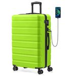 Luggage AnyZip PC+ABS Hardshell Suitcase with 4 Universal Wheels TSA Lock Checked-Large 28 Inch with USB Charging Port (Applegreen)