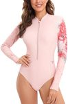 ADOREISM Women's Rash Guard One Piece Long Sleeve Zipper Swimsuit with Padding Sun Protection UPF 50+ for Swimming Surfing Diving (Wolf, 2XL)
