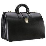 Banuce Leather Briefcase Men attache case Doctors Bag with Lock 15.6 Inch Laptop Bag Business Office Work Messenger Bag Black