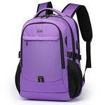 DUSLANG 17 Inch Laptop Backpack for Travel Water Resistant College Backpack for Men Laptop Bag with USB Charging Port, Purple, 17Inch, Backpack