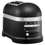 KitchenAid Artisan 2-Slice Toaster 5KMT2204BBK, Automatic Sensor, Keep Warm Function, Extra Wide Slots, 7 Shade Settings, Sandwich Rack Included, Die-Cast Metal Construction, Cast Iron Black