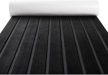 FOCEAN Boat Flooring EVA Foam Boat Decking Faux Teak Marine Flooring Boat Mat Boat Carpet Sheet for Motorboat RV Yacht Kayak Surfboard, 94.5"x 15.7", Black with Dark Grey Lines