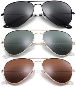 Pro Acme Aviator Sunglasses for Men Women Classic Polarized UV400 Protection 58MM 3PCS(Black/G-15/Brown)