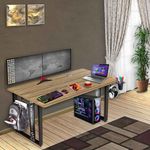 Xtreme PRO M1-Gaming, Work & Study Desk. Large for PC, Dual Monitors, iMac, and Laptops. Carbon Steel & Engineered Wood. Black Frame Desk. 4 Feet (M1B4_ Natural Ebony)