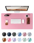 YSAGi Leather Desk Mat, Large Mouse Mat, Non-Slip Desk Pad, Waterproof Leather Table Protector Writing Pad for Office and Home (60 x 35 cm, Pink)