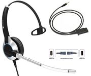 TruVoice Deluxe Single Corded Headset With Noise Reduction Voice Tube and adapter cable for iPhone, Samsung, HTC, LG, Blackberry, ZTE, Huawei Mobile Phone and all Smartphones with 3.5 mm Jack