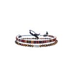 2x Boho Surfer Bracelet Set Women & Men - Handmade Summer Beach Bracelets - Adjustable & 100% Waterproof - Festival Accessories - Beaded & Braided - U (Brown & Tigereyes)