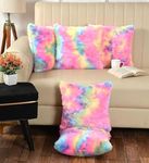 PICKKART Faux Fur Throw Pillow Covers-16" x 16",Set of 5 - Soft Cushion Cases - Fuzzy Fluffy Cozy for Sofa Bed Decor Couch Bedroom Without Insert. 16x 16 Inches/ 40 x 40 cm (Rainbow)