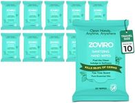 Zoviro Hand Sanitizer Wipes, Tea Tree Essential Oil, Hand Wipes Travel Size, Moisturizing Sanitizing Wipes, Tea Tree Scent, 20 Count (Pack of 10)