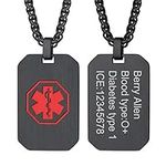 PROSTEEL Personalised Metal Medical Alert Dog Tag Necklace Jewelry Gift