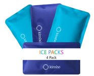 Ice Packs for Kids Lunch Box, Bag, Bento Boxes, 4 Pack Set, Reusable and Refreezable Soft Slim Pouches for Girls Boys Adults, School, Work, Camping, Long Lasting Cold, Flexible | Blue Teal