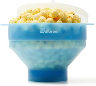 The Original Salbree Collapsible Silicone Microwave Popcorn Popper Maker Machine, Microwavable Bowl Holds 16 Cups, Uses Hot Air and Oil Always Optional - The Most Colors Available (Clear Turquoise)