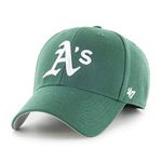 47 MLB Oakland Athletics MVP Unisex Baseball Cap, Hook & Loop Strap, White Logo, Colour Dark Green