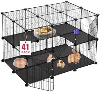 VISCOO 41 Panels Pet Playpen, Small Animal Playpen with 2 Doors, C&C Cage for Guinea Pigs, Rabbit, Bunny, Hedgehogs, Chinchillas, Puppy Playpen Indoor Outdoor, Two-Story Metal Wire Yard Fence