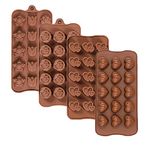 KAISHANE Valentines Chocolate Mould - 4 PCS 15-Cavity Silicone Chocolate Moulds Heart,Rose,Flower Shapes Cake Chocolate Making Molds for Valentine's Day Wedding