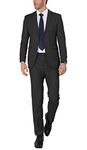 WEEN CHARM Men's Suits Slim Fit 2 Piece Two Button Blazer Wedding Prom Tuxedo Single Breasted Jacket Pants Set, Brilliant Black, Medium