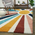 FIASCO Carpets for Living Room, Bedroom and Centerpeice Carpets | Modern Floor Carpets and Rug Runner | Shaggy Carpets 2 Pile High (Size 3X5 Multi)