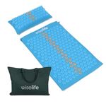 Wiselife Acupressure Mat and Pillow Set with Bag - Large Size 71x44 cm Acupuncture Mat for Neck & Back Pain, Muscle Relaxation Stress Relief, Sciatica Pain Relief Pillow (Light Blue)