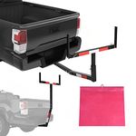 Goplus Pick up Truck Bed Hitch Extender Adjustable Extension Rack w/Flag for Ladder, Rack, Canoe, Kayak, Long Pipes and Lumber (Black)