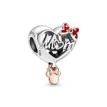 Pandora Disney Minnie Mouse mom heart sterling silver and 14k rose gold-plated charm with red enamel