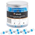 Wirefy 120 PCS Solder Seal Wire Connectors - Heat Shrink Solder Butt Connectors - Waterproof Solder Sleeves - Self Soldering Wire Connectors - Blue 16-14 AWG