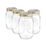 Bormioli Rocco Set of 4 Food Preserve Jars with Airtight Screw Lid from Quattro Stagioni - 1 Litre