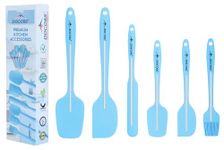 DOCOSS Silicone and Stainless Steel Core Nonstick Spatula Cooking Set for for Kitchen & Baking, Set of 6 - (Light Blue)