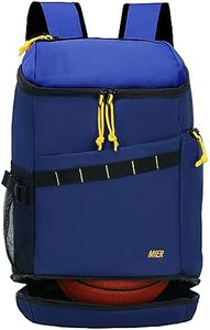 MIER Basketball Backpack Soccer Bag with Shoes/Ball Compartment, Large Sports Back Pack Equipment Bag for Men Women Athletes, 35L, Navy