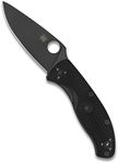 Spyderco Tenacious Lightweight Folding Utility Pocket Knife with 3.39" Black Stainless Steel Blade and Black FRN Handle - Everyday Carry - PlainEdge - C122PBBK