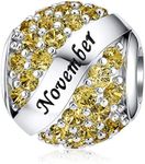 JIAYIQI November Birthstone Charms for Pandora Charms Bracelet 925 Sterling Silver Openwork Bead for Bracelet and Necklace, Christmas Birthday Mother's Day Jewelry