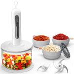 Amsdifio Electric Chopper, Rechargeable Vegetable Chopper with 4000mAh Large Capacity Battery, Onion Chopper with 1.5L Glass Bowl & 3*100ml Bowls, Meat Chopper, Cutter, Chop, Mince, Dice, Puree, Blend
